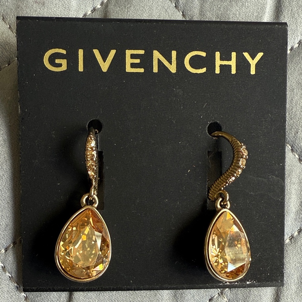 Givenchy Gold and Crystal Teardrop Earrings